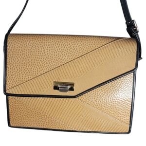 Roche Ventura Large Camel Emu & Burma Leather Autographed Shoulder Bag